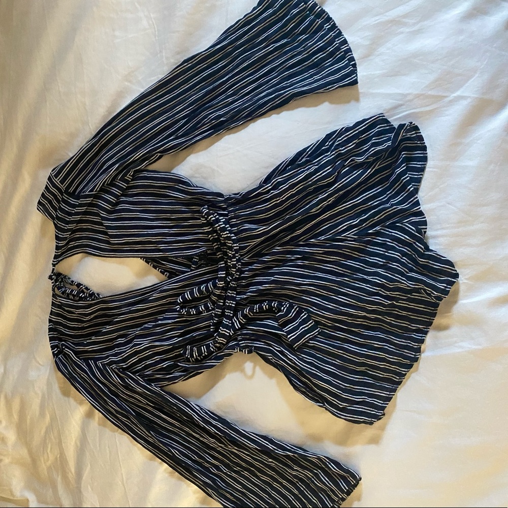 Faithfull the brand navy stripe romper - size 2 - Picture 4 of 6